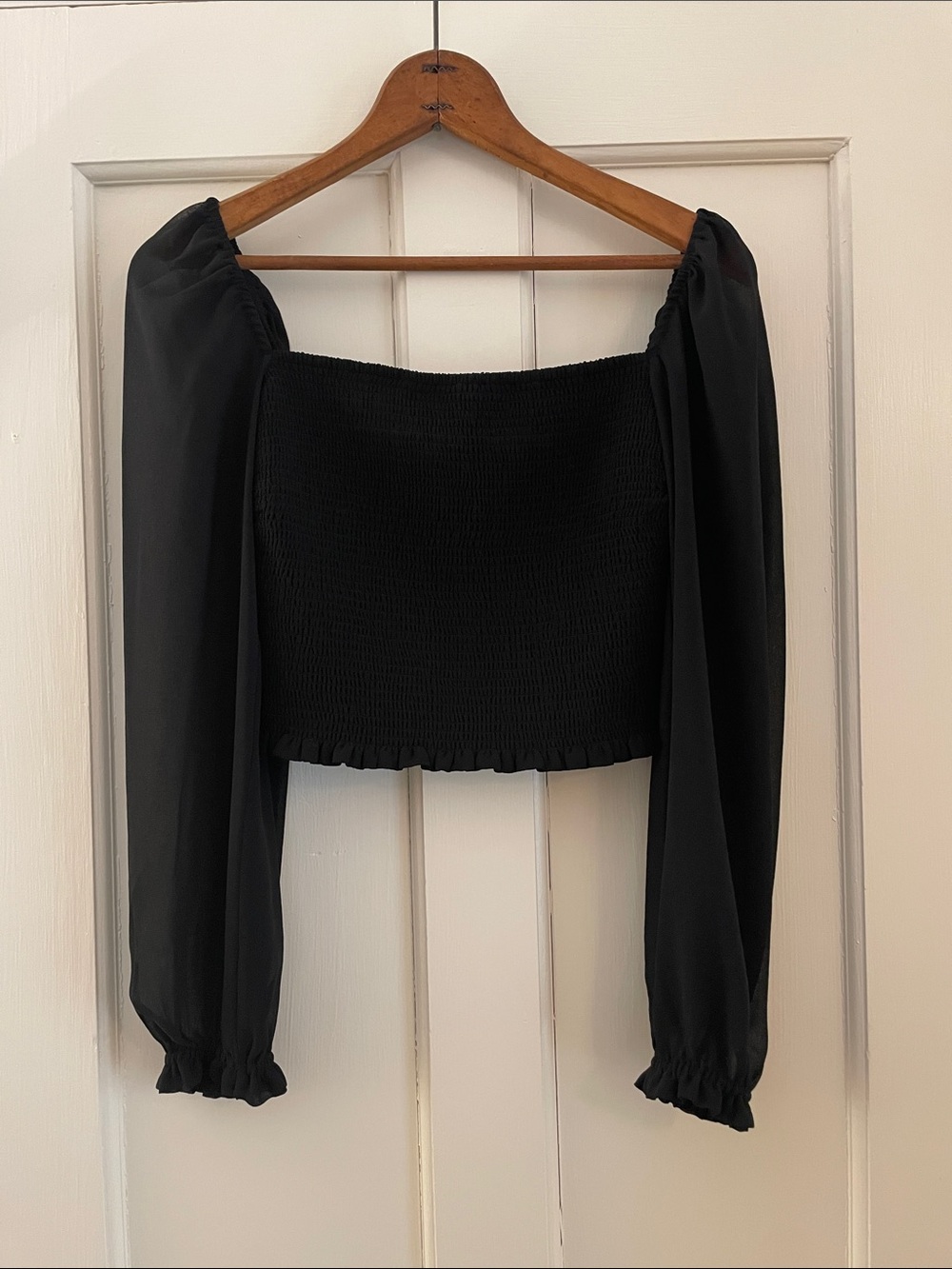 NWT Aritzia Wilfred Saga Smocked Blouse Top Black | Women’s Size S - Picture 3 of 7